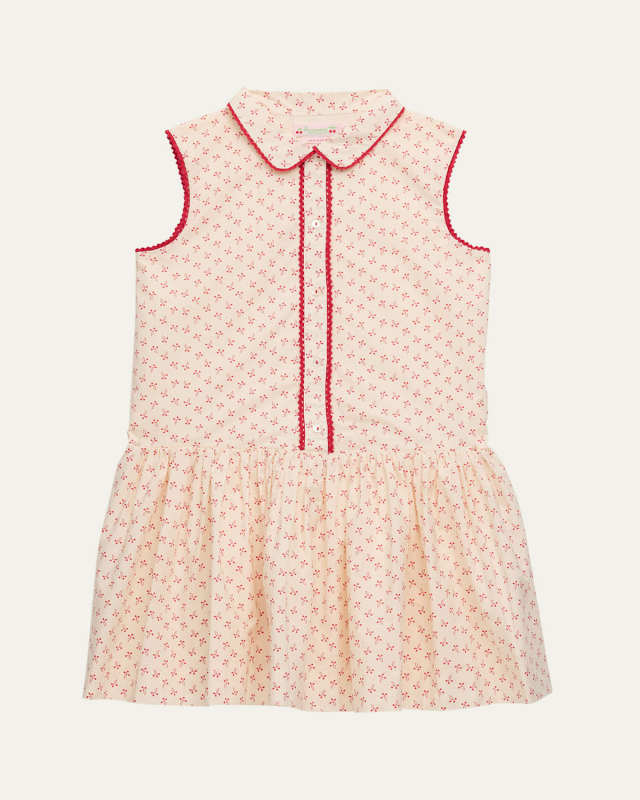 Girl's Erinna Cherry-Print Drop Waist Dress, Size 4-14